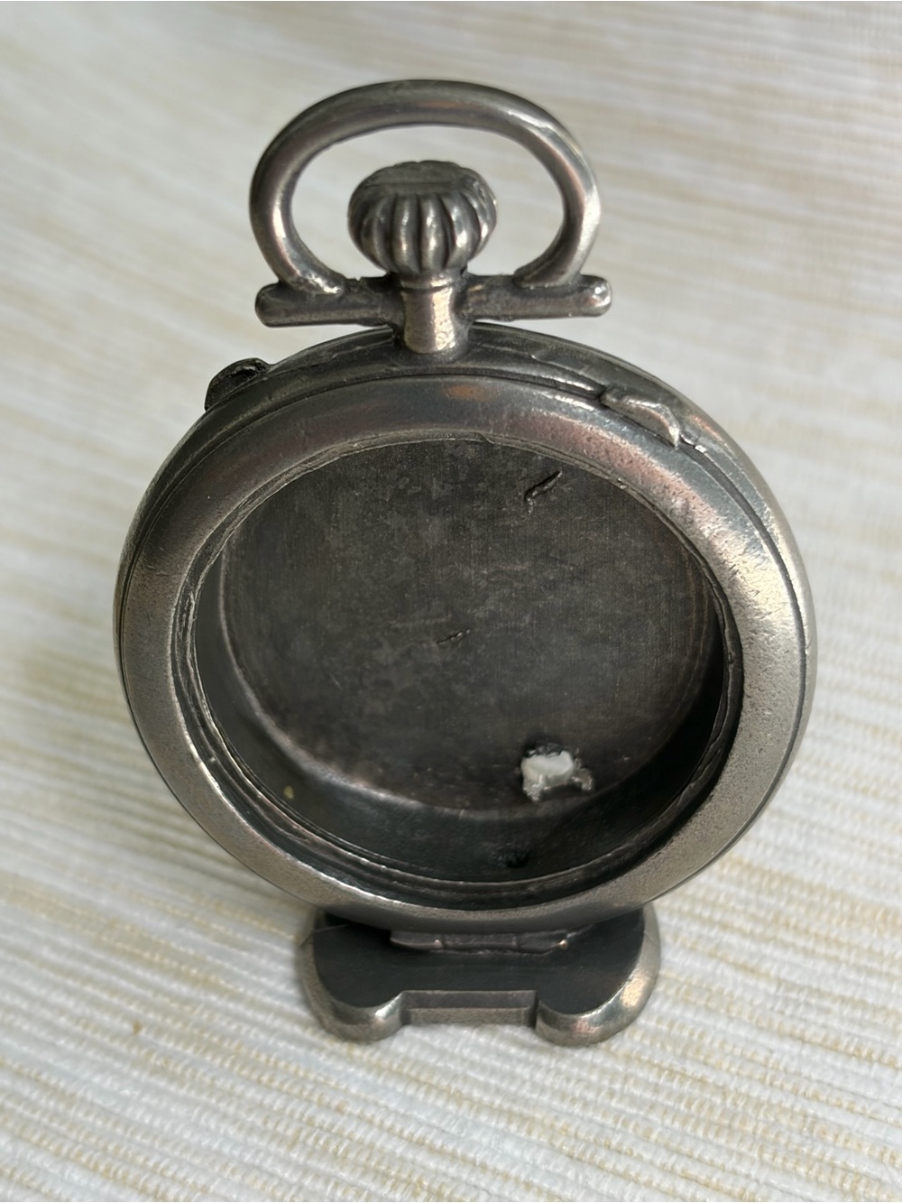 Vintage Pewter Miniature Table Clock 94% Étain Dancing Woman Made in France - Picture 5 of 10